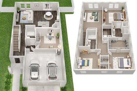 Floor plan for 4 beds, 3 baths, 2260 sqft